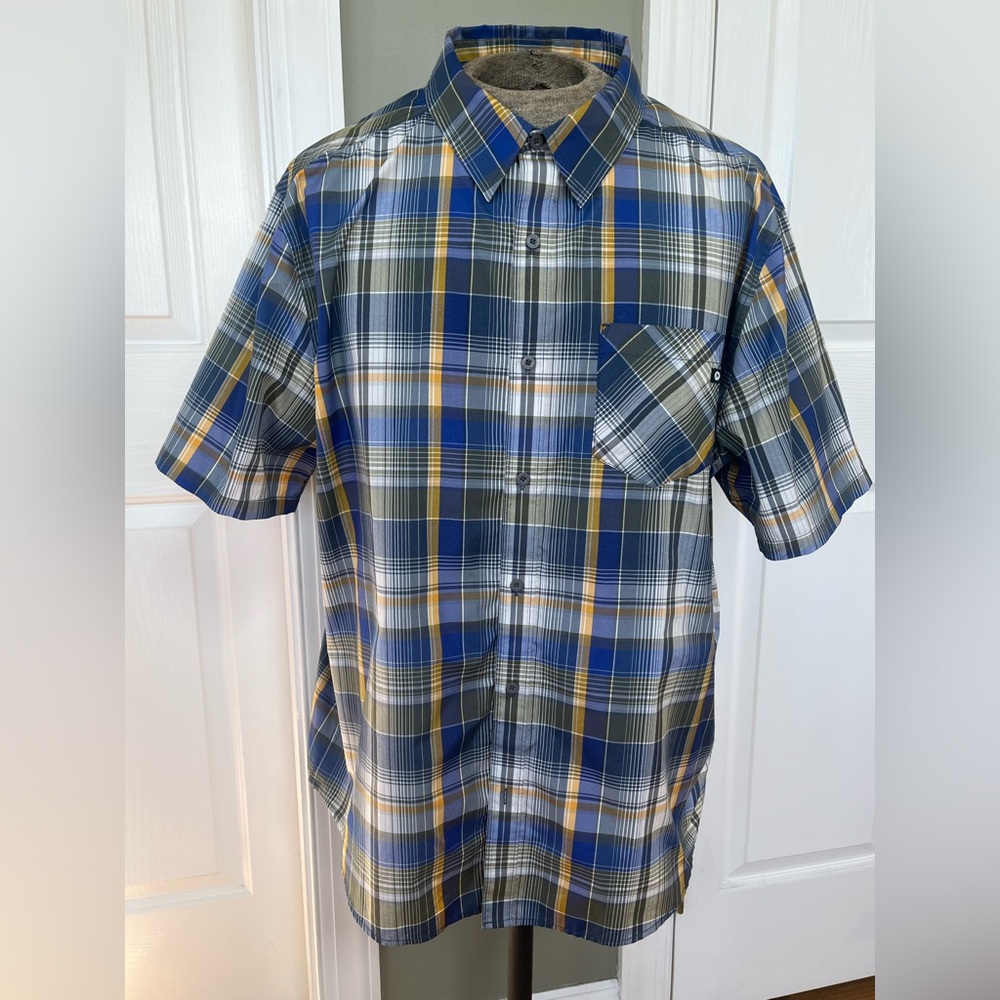 Men's XXL Blue Plaid SS Shirt